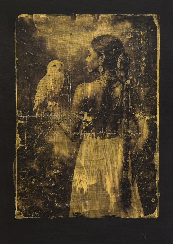 Donde nace el horizonte nº07|MARTA FABREGAS| Quadre collage fotografia étnica vintage amb técnica mixta