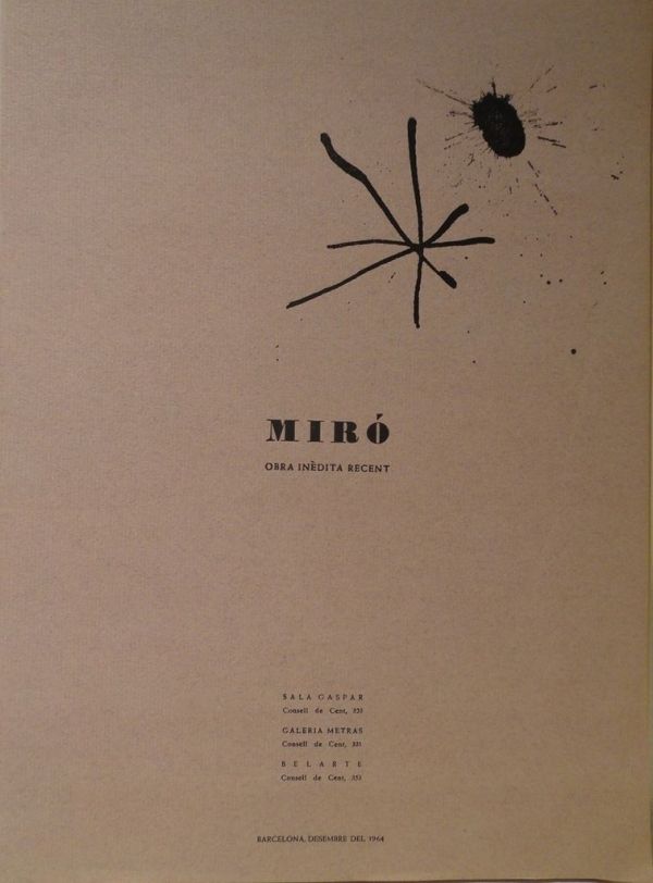 Joan Miró|Obra inèdita recent 1964|catalogue edited by sala gaspar and rene metras in 1964