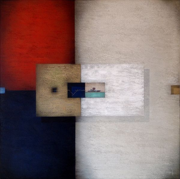 Frank Jensen |construcciones|arte abstracto pintura decorativa cuadro rojo