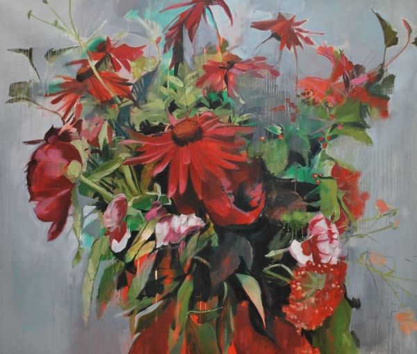 Agosto| Laura Nieto| pintura floral bodegón con flores impresionista contemporáneo