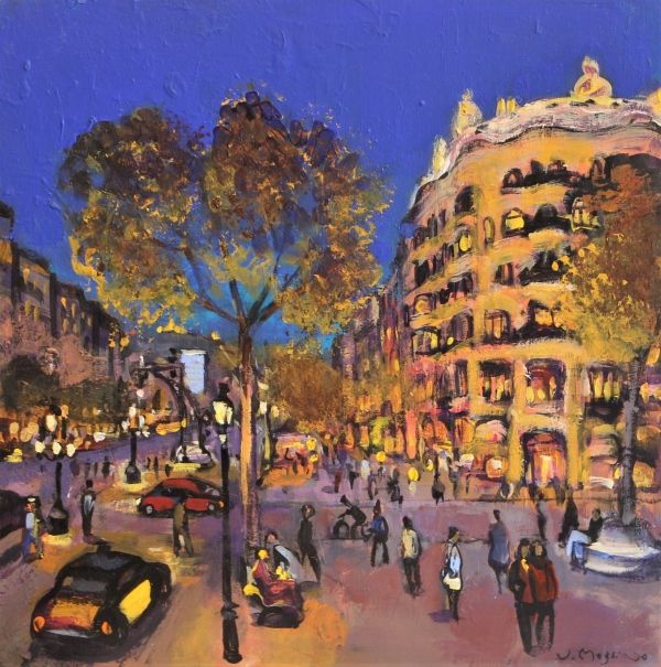 Passeig de Gràcia, Barcelona| Josep Moscardó| pintura de paisaje mediterraneo