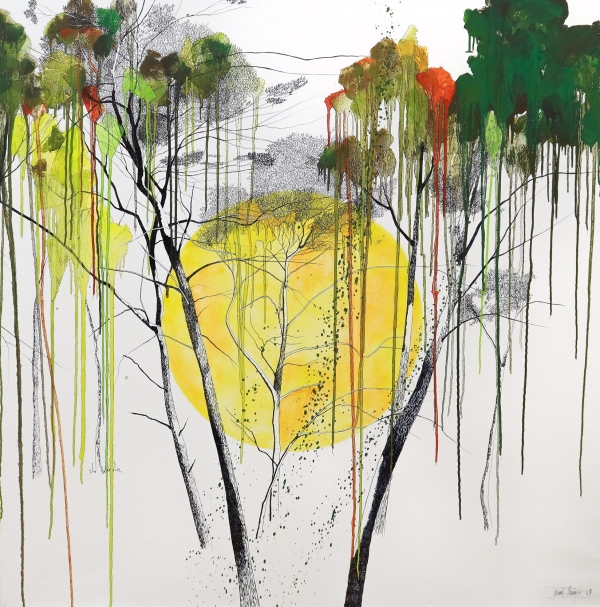 Boscos verds i lluna|tatiana blanqué|artwork with theme of nature and forests woods