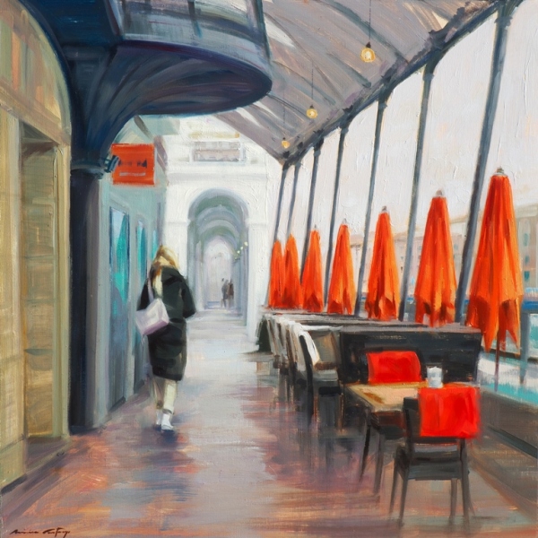 Light of Brussels|Monica Castanys|Contemporary figurative oil painting European city, urban landscape